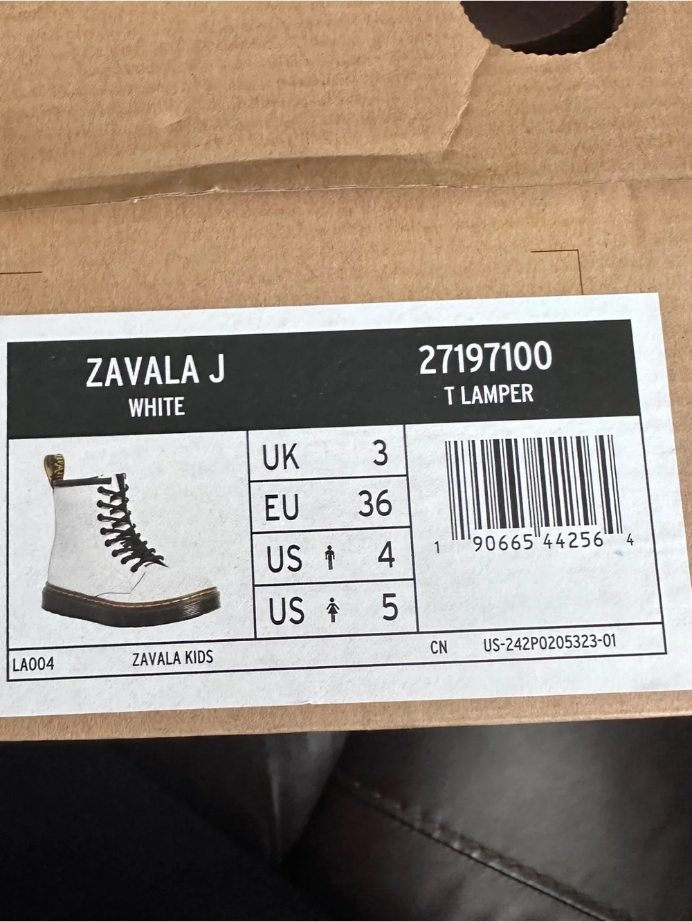 Dr. Martens White Leather Combat Boots Big Kid Youth Size 4